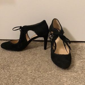 Black Cut-Out Tie-Front Nine West Heels